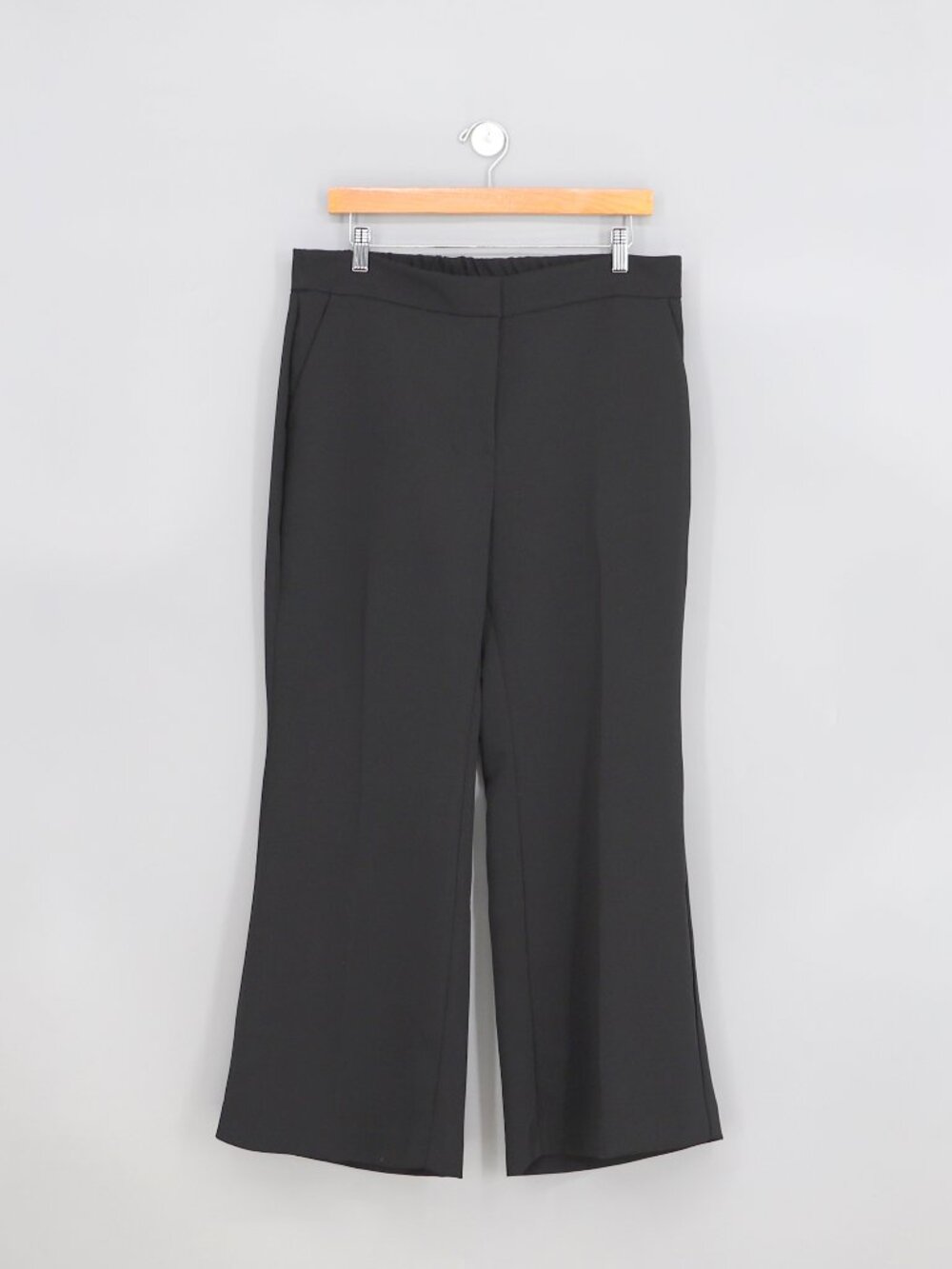 CHICO'S Black Wide Leg Ankle Pants Elastic Waist Back Size 2P/ US12P